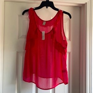 Red and white polka dot Old Navy ruffle tank NWT